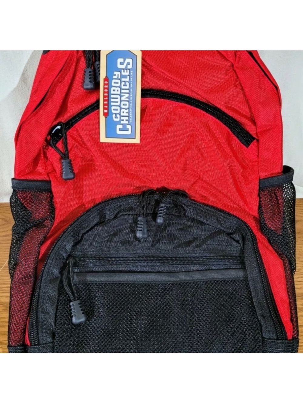 Marlboro Cowboy Chronicles Red and Black Zippered Backpack NWT